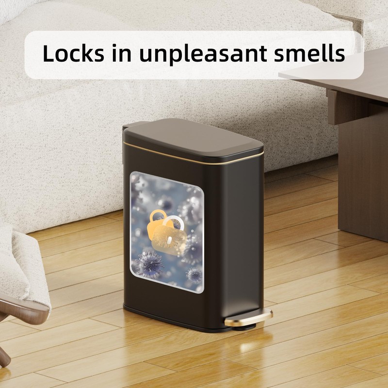 KSSKSS Small Bathroom Trash Can with Lid Soft Close, Step