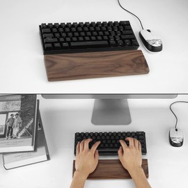 SHIDOW Walnut Keyboard Wrist Rest, Gaming Walnut Keyboard Wrist Pad, Wrist Rest Palm Rest, Hand Pad Holder, Palm Rest for Office and Gaming(Walnut Wood 1Pc 61Keys)
