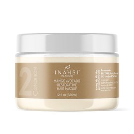 INAHSI Mango Avocado Restorative Hair Masque | Deep Conditioner for Men, Women, Baby, or Kids with Curly Hair | Hair Products for Naturally Curly Hair 12 oz | Made in the USA