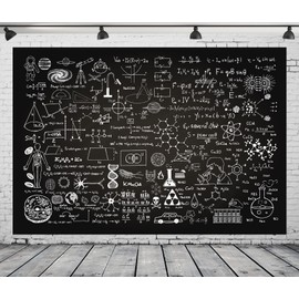 BELECO 1.5 x 1 m Fabric Science Topic, Classroom Blackboard Background, Chemistry, Mathematics, Geometry, Physics, Handwritten Blackboard Background, Online Teaching, Back to School, Party Decor
