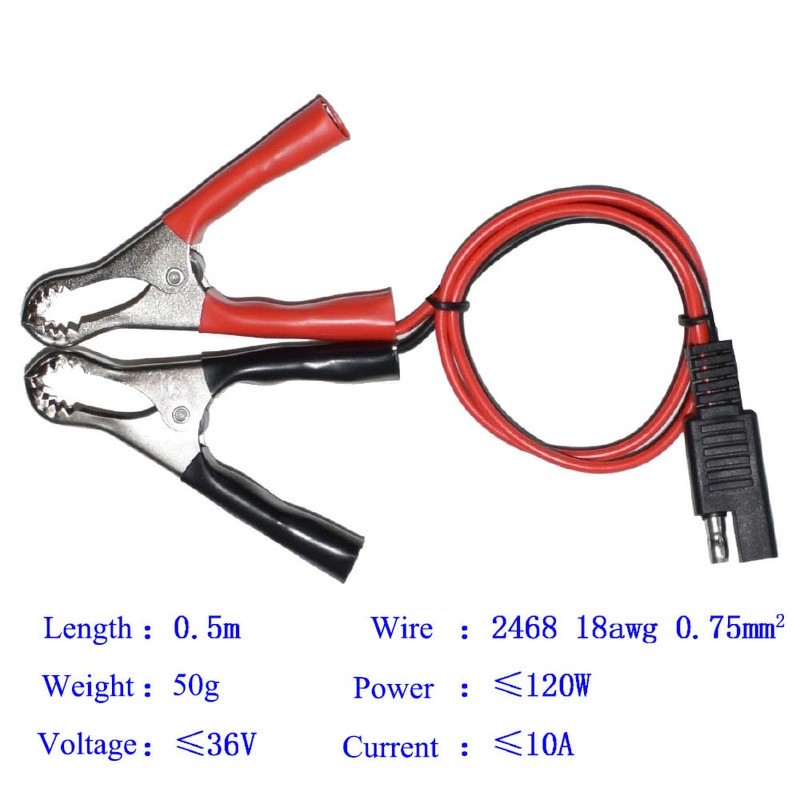 Alanph 3FT/1M SAE to Battery Clamp Cable, 12V Battery Alligator