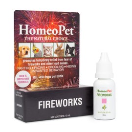 HomeoPet Fireworks, Safe and Natural Loud-Noise-Anxiety Calming Supplement for Cats, Dogs, and Other Small Animals, 15 Milliliters