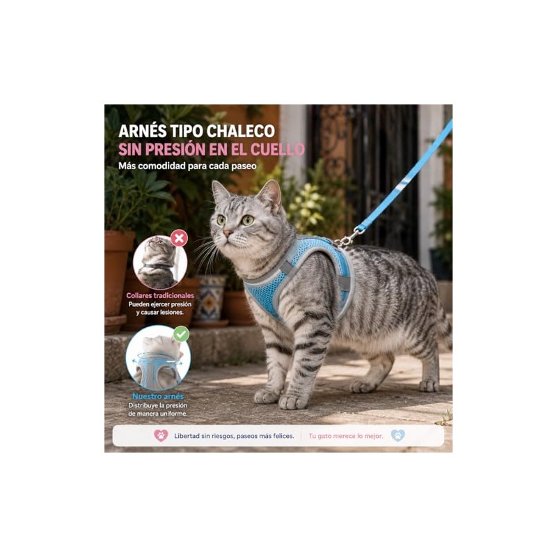 Pack de 2 Arnés para Perro y Gato con Correa