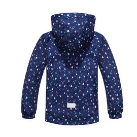 MGEOY Girls Rain Jacket Lightweight Waterproof Hooded Cotton Lined Raincoat Windbreaker for Kids Navy 7/8