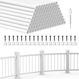 BLIKA 100 Pack 26" Aluminum Deck Balusters with Anti-UV Baluster Connectors, 3/4" Diameter Round Aluminum Balusters for Deck Railing, White