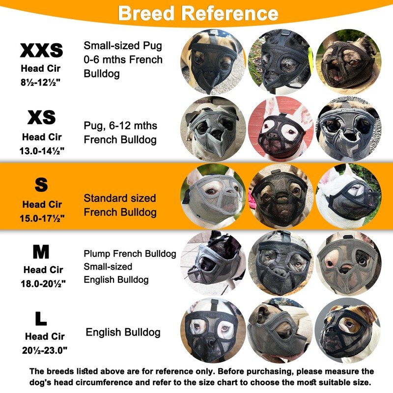 BARKLESS French Bulldog Muzzle, Short Snout Mesh Dog Muzzle with
