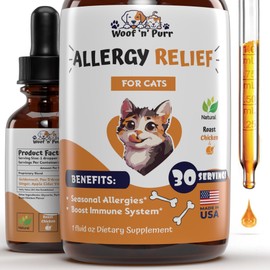 Allergy Relief for Cats - Helps to Support Allergy & Itch Relief for Cats - Cat Allergy - Cat Itch Relief - 1 fl oz - Chicken Flavor