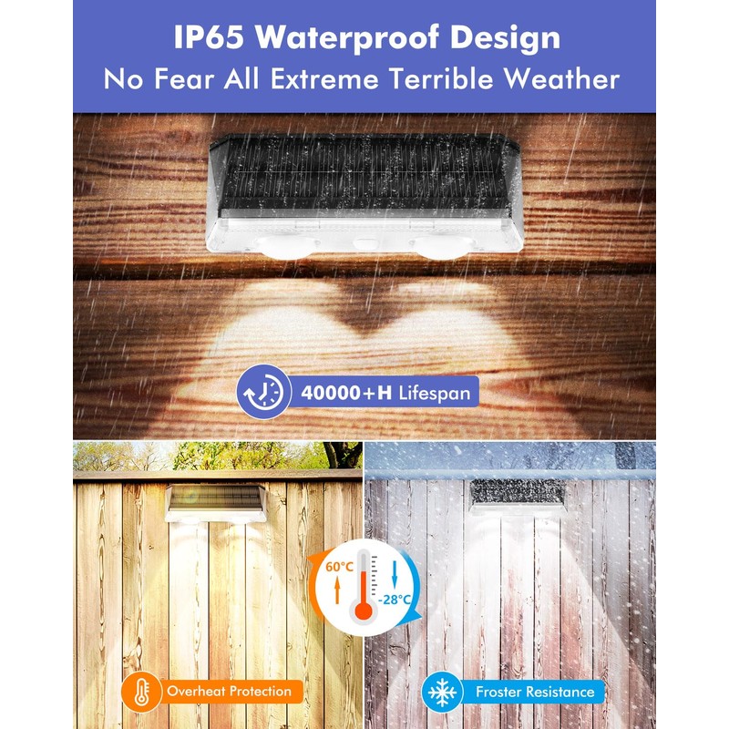 Solar Fence Lights Outdoor 12 Pack, IP65 Waterproof Fence Lights
