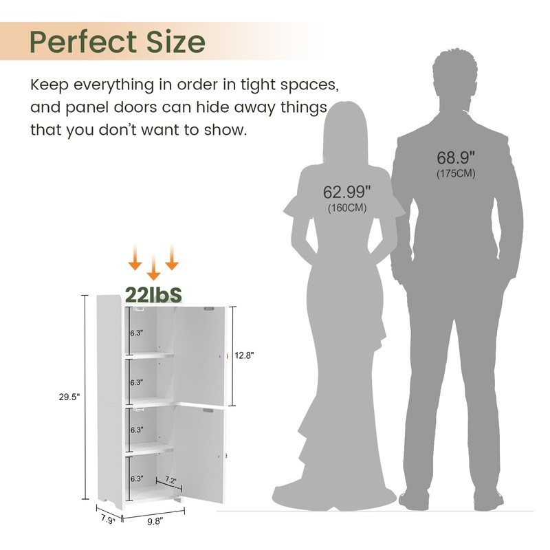 Snughome Bathroom Storage Cabinet, Small Bathroom Cabinet with 2 Doors