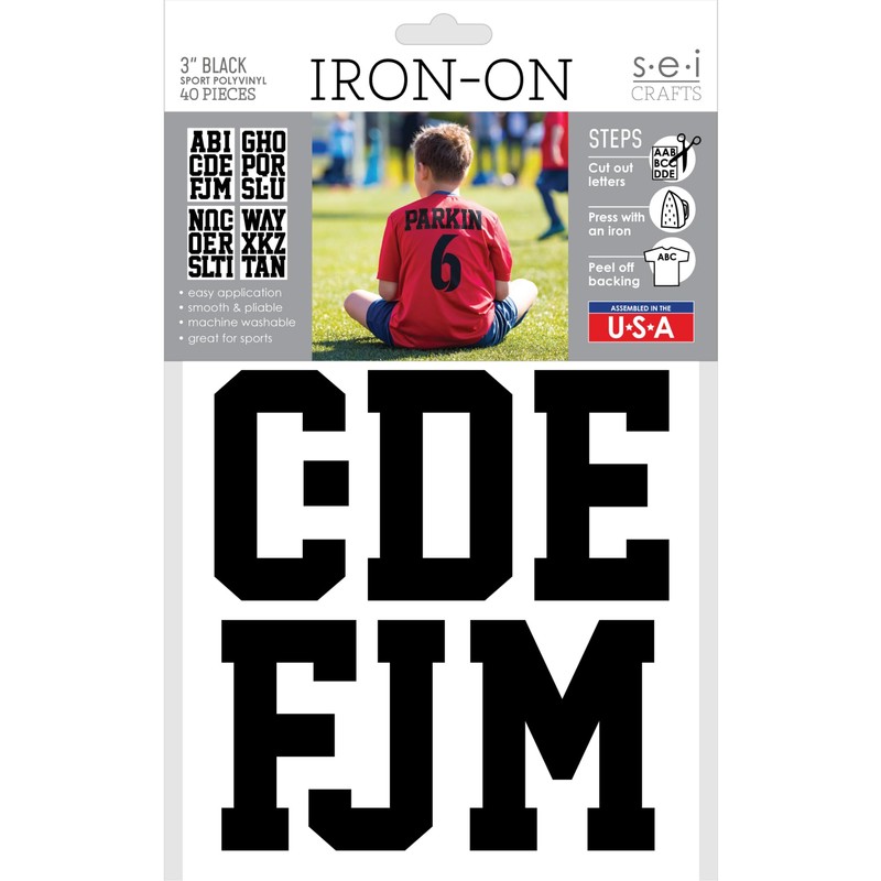 S.E.I. 3-Inch Iron-on T-Shirt Letters, Sport Letter Polyvinyl Heat Transfers,