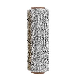 Mandala Crafts Silver Baker Twine Metallic Twine for Gift Wrapping - Decorative Bakers Twine String for Crafts Christmas Holiday Wedding 11 Ply 55 Yards