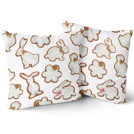 aportt Easter White Rabbit Pillow Covers 18X18 Inch Cute Bunnies Flower Pillow CasesFloral Spring Decorative Holiday Farmhouse Throw Pillows Set of 2 Home Party Decor for Sofa Couch Bed