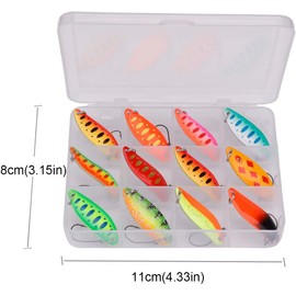 ELBFANG© Trout Spoon Bait Box Set, 12 Pieces, Ultra Light 3.5 g, Bait Box Included, Fishing Lure Trout Fishing Accessories