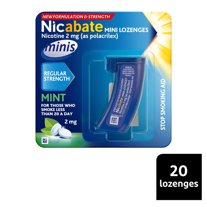 Nicabate Minis Lozenge Mint 2MG, Assists with Smoking Cravings, 20