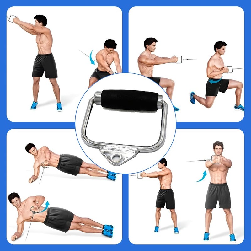 D Shape Exercise Handle with Rubber, Multii Grip D Bar