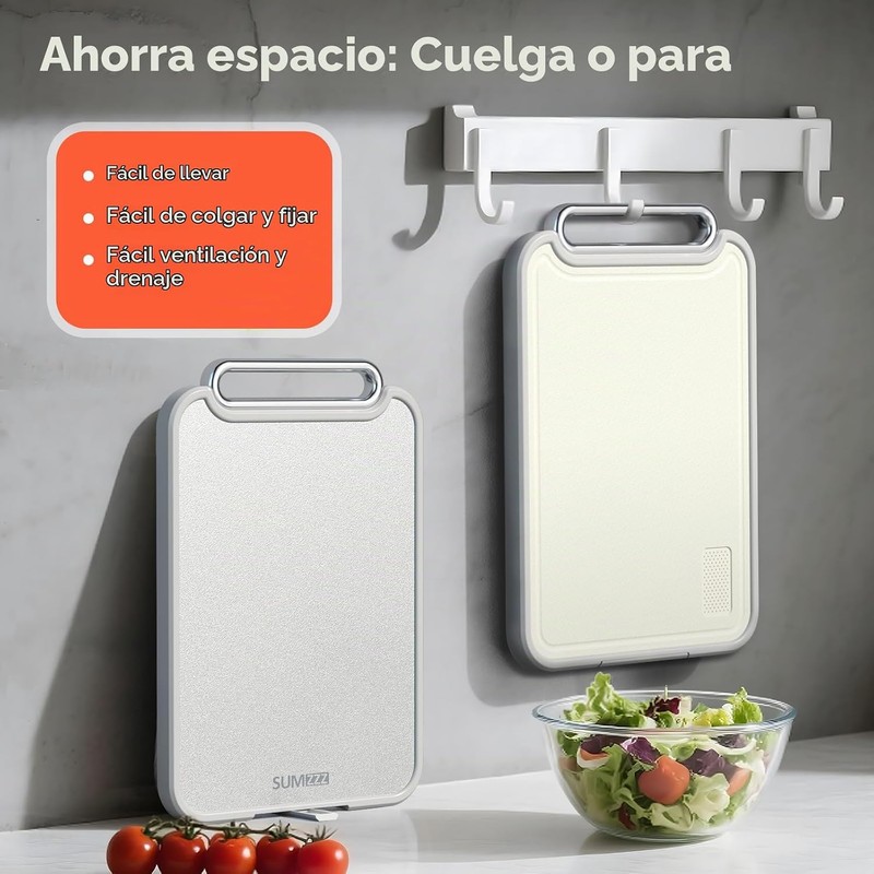 Sumzzz - Tabla de cortar de acero inoxidable para cocina,