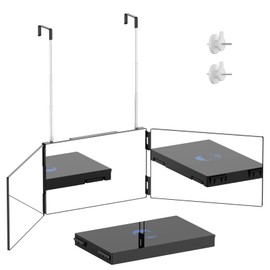 OLIBUY 3 Way Mirror for Hair Cutting, Tri-fold Mirror for Shaver and Makeup, Height Adjustable with Two Hold Nails Self Haircut Mirror can as a Gift for Men or Women