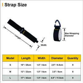 Alibasics Heavy Duty Hook and Loop Universal Utility Storage Straps with Triangle Buckle, Extension Cord Organizer, Holder, Hanger, Cables, Garden Hoses, Rope, Boat, (17" (8 Pack))