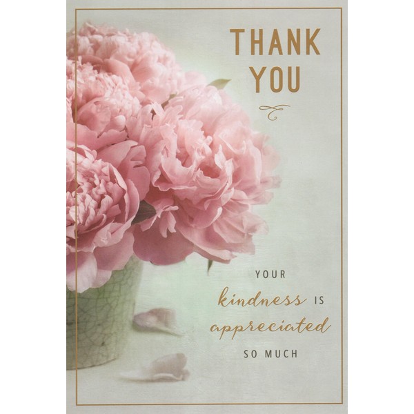 Leanin' Tree Pretty Peonies Floral Arrangment Flower Vase Gold Foil