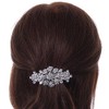 Medium Silver Tone Filigree Diamante Floral Barrette Hair Clip Grip