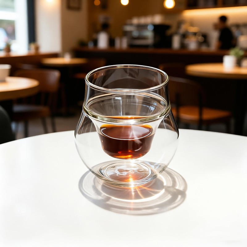 SYJAN HOME Double-Walled Espresso Cups,Small Unique Glass,Set of 2, 4oz