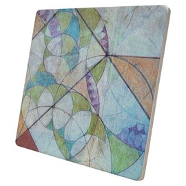 Frank Lloyd Wright's Bougainvillea Mural Detail IV Design on 8" Square Stone Trivet Manufactured in The USA Heat Tolerant Easily Wipes Clean