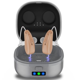 Hearing Aids for Seniors & Adults (Not Amplifiers), Rechargeable Digital OTC Hearing Aids with 16-Channel Superior Sound Quality, 4 Adjustable Modes, Charging Case with Drying Function