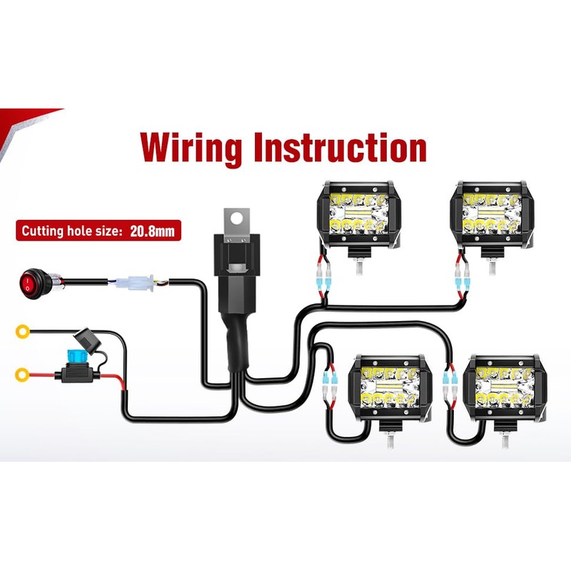 Nilight 4PCS 4 Inch 18W Spot Led Light Bars LED