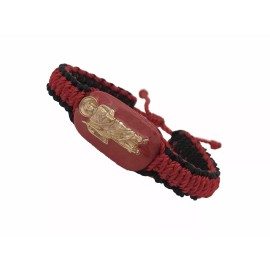 Pulsera San Judas Tadeo Tejida Doble Macrame Roja/Negra