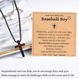 Baseball Necklaces Gifts for Boys 8-12 Stuff Accessories Jewelry for Baseball Lovers Players Cross Necklace Religious Christian Baptism Christmas Valentines Easter Birthday Gifts for Boys 6-8-10-12-14