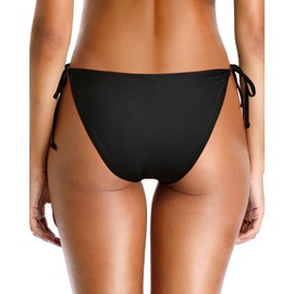 Holipick Black Bikini Bottoms for Women String Bathing Suit Bottom with Moderate Coverage Low Waist Swim Bottom S