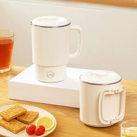 YudouTech Travel Foldable Electric Kettle,Portable Collapsible Tea Coffee Kettle with 2 Temperature Settings, Stainless Steel Hot Water Boiler