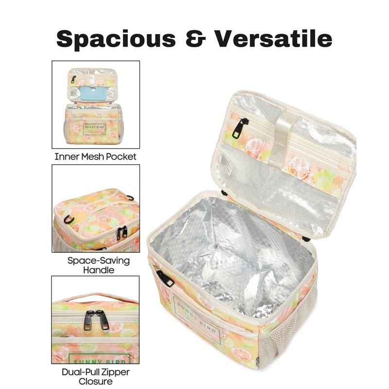 SUNNY BIRD Foldable Insulated Lunch Bag Leakproof Thermal Lunch Box