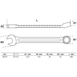 BGS Combination Wrench, 24 mm Pack of 1)