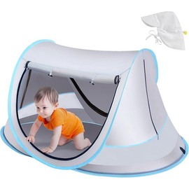 Baby Beach Tent with Baby Hat, Pop Up Toddler Travel Tent with Sun Hat for Boys or Girls, Sun Shade for Toddler Camping, Infant Portable Sun Shade, Summer Beach Baby (Blue Baby Tent with Hat) Beach - Style: Gray Baby Tent With Hat