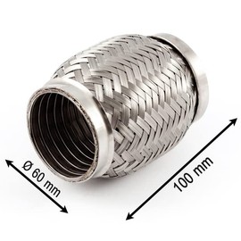 Interlock Flexible Pipe, Flexible Pipe Exhaust, Trouser Pipe Flex Piece Made of Stainless Steel, HD Quality – with Reinforced Construction (Double Wall System -> Shockproof and Flexible) (Diameter 60