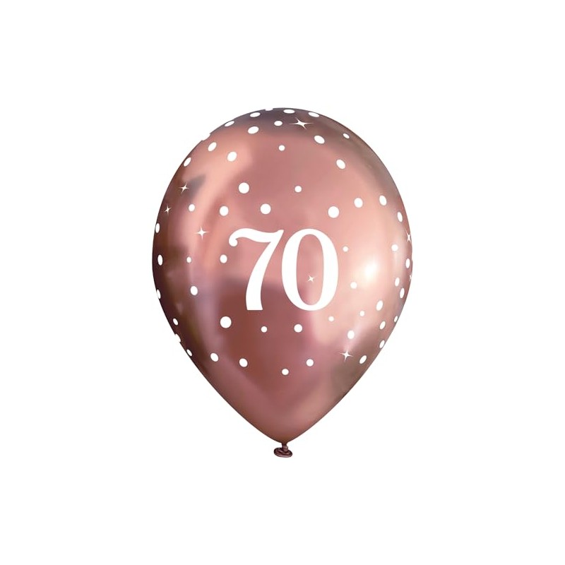 11" Latex Balloons Sparkling Fizz Rose Gold 70th x 6pcs