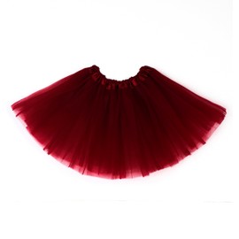 Fepdiu Girls Tutu Skirt 3 Layers Tulle Toddler Ballet Skirts Girls Tulle Tutu Dance Fit Most 3-10 yrs for Dance Party Costume (Dark red)