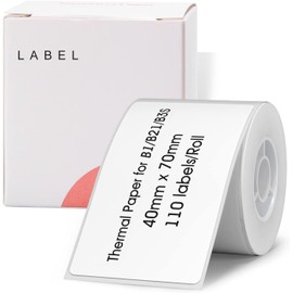 NIIMBOT B1 Label Tape B21 Self-Adhesive Labeling Tape 1.57'' x 2.76'' (40x70mm) Thermal Label Print Paper NIIMBOT Labels for Barcode/Address/Mailing/Logo/Business/Home Tag, 110 Labels/Roll, White