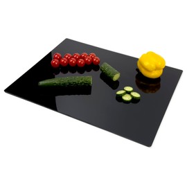 Tempered Glass Cutting Board for Kitchen, Black Cutting Board for Countertop, Dishwasher Safe, Scratch Resistant, Heat Resistant, Shatter Resistant (20"x16")