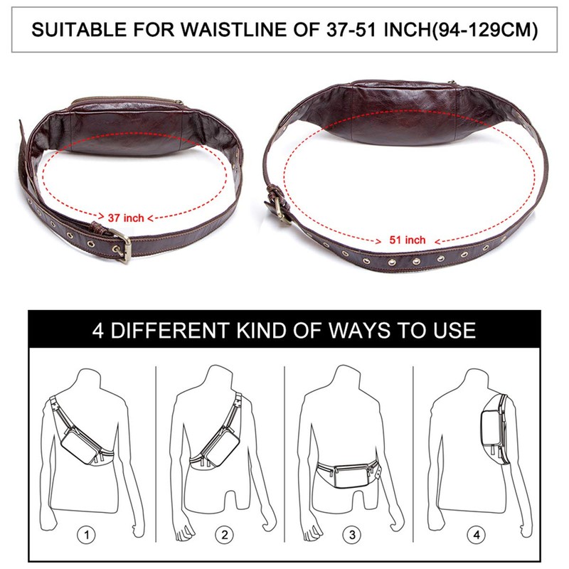 Belt Bags Men Genuine Leather Bag Waist Bag Bum Bag