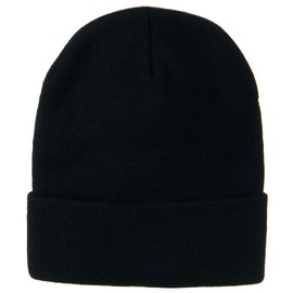 MG 12 Inch Long Knitted Beanie (Navy OSFM)