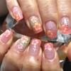 Short Flower Press on Nails Square Pink Fake Nails with