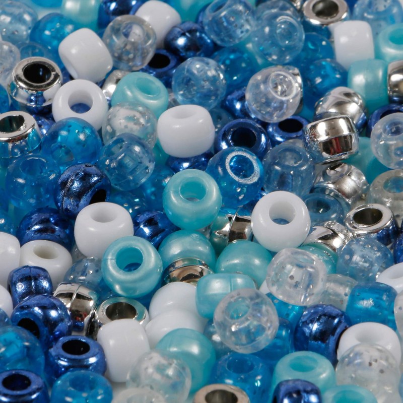 Elsa's Pony Bead Mix 200 Pieces Mixed Blue Beads Size