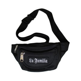 La Familia Bum Bag in Black I Belt Bag with 3 Compartments and Interchangeable Rip-Strip-Patch for Men and Women, black, bum bag