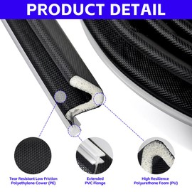 SameTech Door Weather Stripping Soundproof Door Seal Strip V Shaped Foam Kerf - Weatherstripping Seal Strip for Exterior Doors Windows - Card Slot Installation Seals Large Gap (26 Feet, Black)