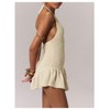 MakeMeChic Women's Crochet Halter Dress Tie Backless Ruffle Hem Y2k