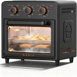 OUNIN Air Fryer Toaster Oven with Steam Infusion, 12 QT Compact Countertop Oven, 6-in-1 Stainless Steel Combo Bakes, Broils, Grills & Warms, Fast Preheat, 60-Minute Timer – Small Kitchen Friendly