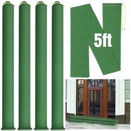Threan 4 Pcs Long Canvas Sandbags Flood Protection Thickened Reusable Sand Bags Rain Wind Flood Barrier with Elastic Band Water Barrier Tube Sandbags for Door Window Rain Water Flood, Green (5 ft)
