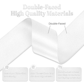 KRYVUS Double Faced 1-1/2" White Polyester Satin Ribbon Continuous 50 Yards Use for Bows Bouquet,Christmas Gift Wrapping,Floral Arrangement